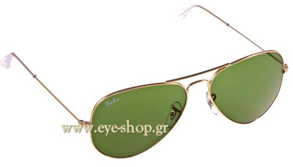 Γυαλιά Rayban 3025 Aviator W3280 χρυσός σκελετός με πράσινους φακούς