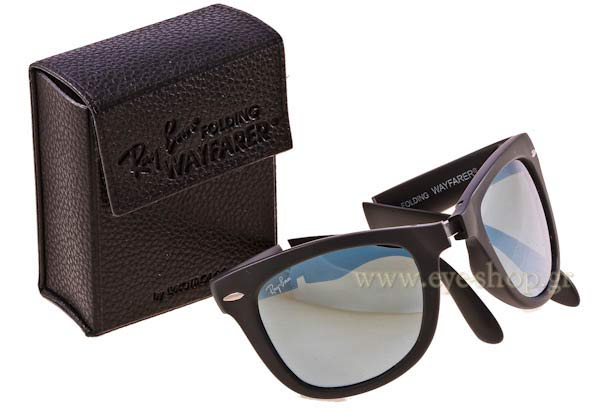 Rayban μοντέλο 4105 Folding Wayfarer στο χρώμα 602230 matte grey silver mirror